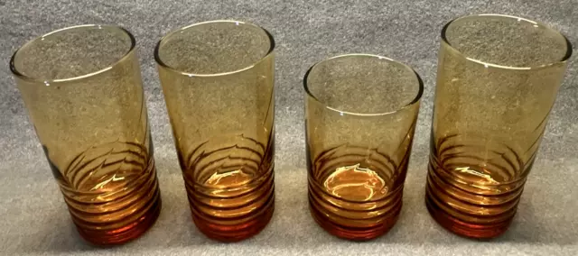 Libbey Amber Malibu Gold Set of 3 Iced Tea Glasses 12oz and 1 Flat Tumbler 10 oz