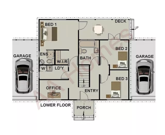 Rosemei Lakeview 3 bedroom + 3 Bathroom + Study 183m² Steel Frame Kit Home. 3