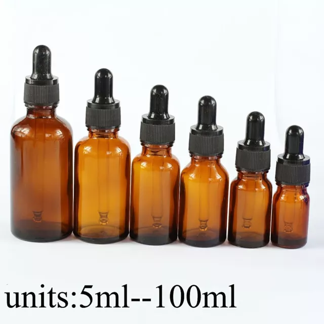 1pcs 5-100ml Amber Glass Liquid Reagent Pipette Bottle Eye Dropper Aromatherapy 2