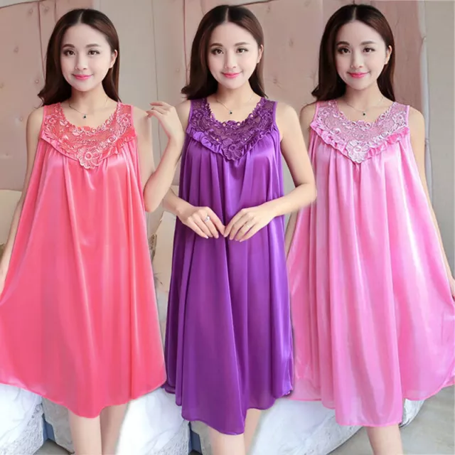 Women Casual Silk Satin Robe Short Night Dress Sleepwear Nightwear Night Gown