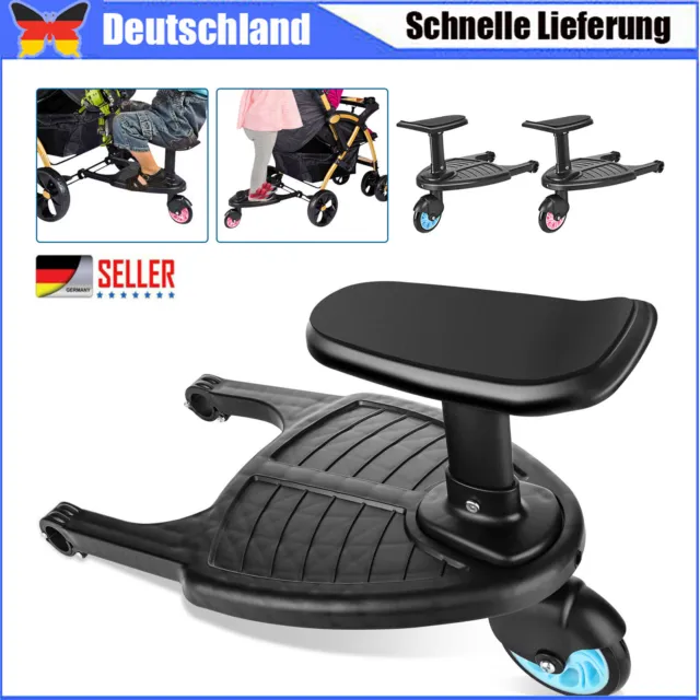 Buggy Board mit Sitz Kiddy Trittbrett für Kinderwagen Rollbrett Mitfahrbrett DHL