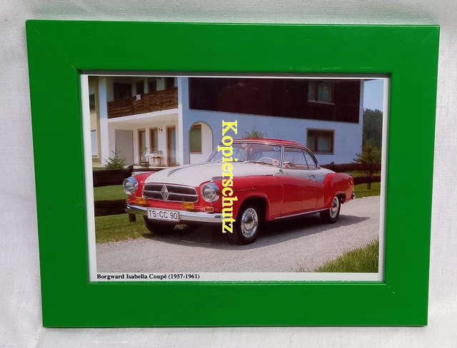 Borgward Isabella Coupe 1957 - in Holz / Echtglas gerahmt - 16 x 21 cm
