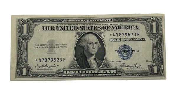 Series 1935 E Blue Seal $1.00 One Dollar Silver Certificate Star Note Crisp 4