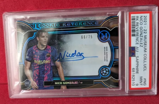 Topps Museum Collection 21/22 - Nico Gonzalez, Rookie Reverence Auto 66/75 PSA 9