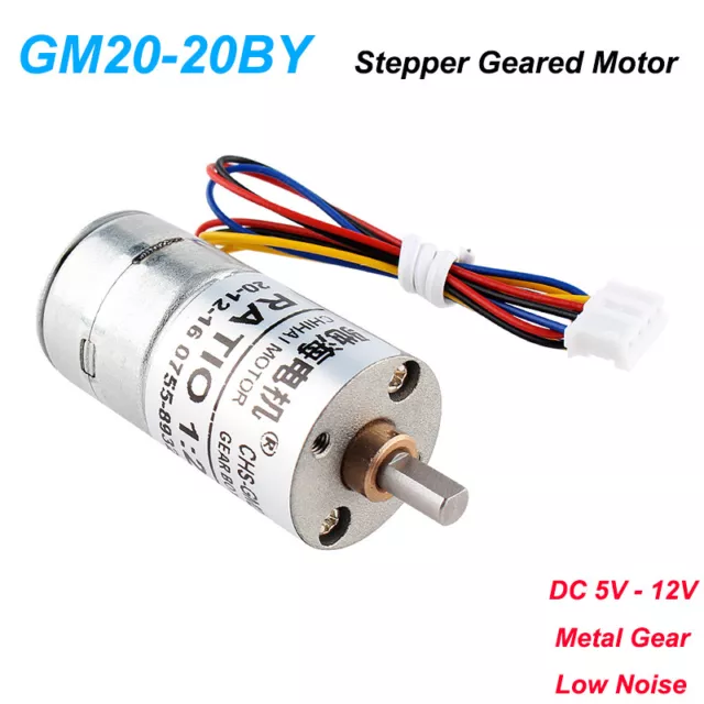 Stepper Geared Motor Brushless DC 5-12V 2-Phase 4-Wires Reversible GM20-20BY