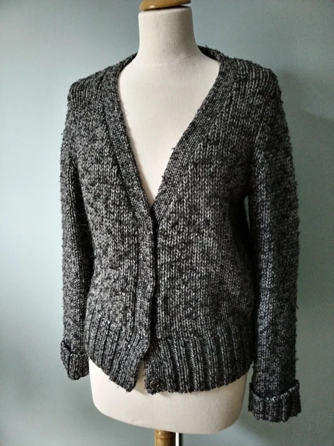 Pull Zara En Crochet Gris à Motifs Citrons Jaunes - Taille S (voir Mesures) - Occasion Très Bon état