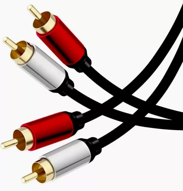 2RCA Male to 2RCA Male Stereo Audio Cable Dual Shielded Gold-Plated