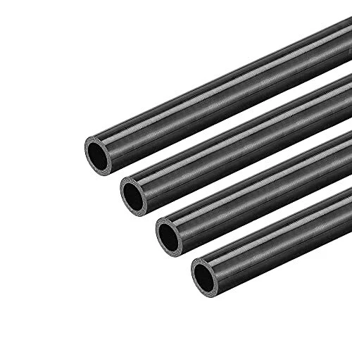 uxcell Carbon Fiber Round Tube 6mm x 4mm x 400mm 3K Roll Wrapped Glossy Surfa...
