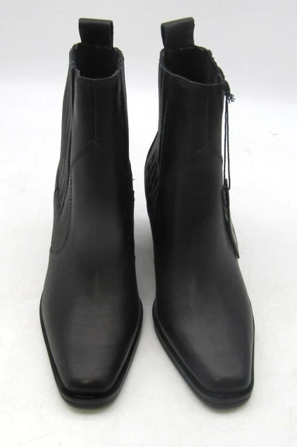 Brand New From M & S Ladies Black Leather Ankle Boots Size 3UK