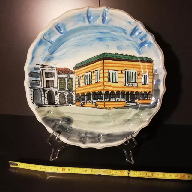 PIATTO DA PARETE CERAMICA DECORATO A MANO città di Udine Vintage