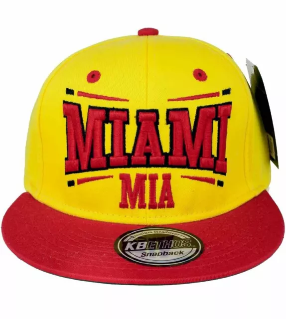 KB Ethos Homme Casquettes Snapback, Neuf Hip Hop Era Is Time Argent Miami Jaune