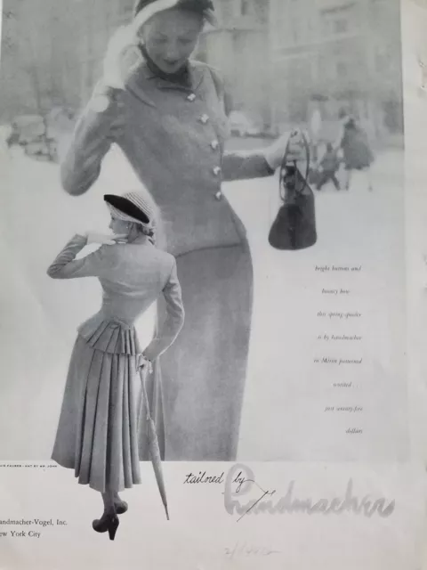 1949 Tailored By Handmacher Bright Buttons Bows Skirt Original Ad