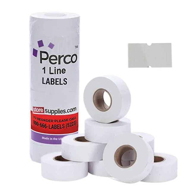 Perco 1 Line White Labels - 1 Sleeve 8000 Blank Price and Date Gun Labels