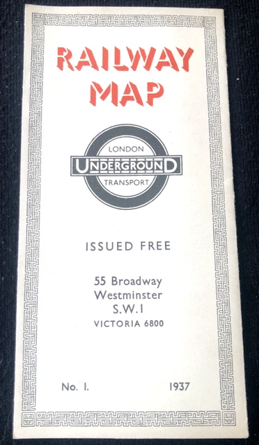 ORIGINAL POCKET LONDON Transport Underground Railway Map Number 1 1937 ...