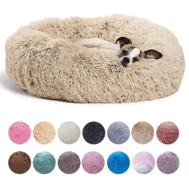 Super Soft Dog Cat Bed Plush Round Cuddler Cushion Mat For Pets Kennel Nest