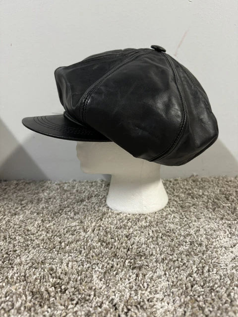 CHAPEAU DE CABINE EN CUIR NOIR FABRIQUÉ AUX ÉTATS-UNIS NEW YORK WINNER