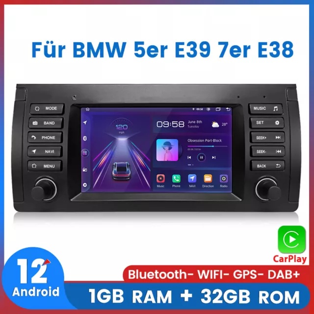 Carplay Autoradio Für BMW 5er E39 7er E38 GPS NAVI BT WIFI RDS Android DAB+ 32GB