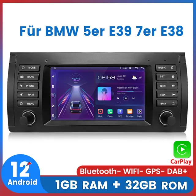 Für BMW 5er E39 7er E38 Android 12 Autoradio GPS NAVI WIFI Carplay RDS USB DAB+