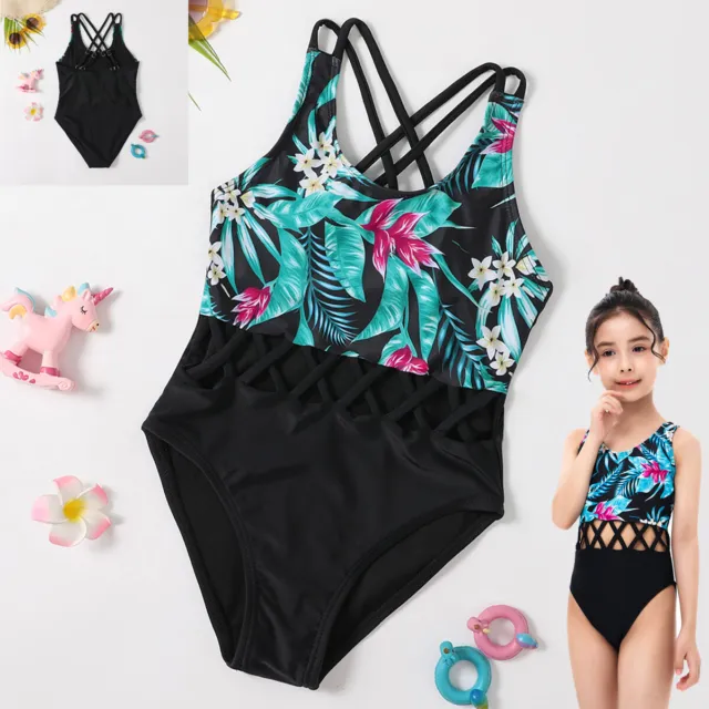 Girls Endurance Swimsuit Swimming Lesson Costume Swimwear Bikini Age 5-13 New