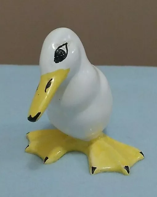 VTG Rare 4" Porcelain White & Yellow Duck Figurine Hand Made in France Signed