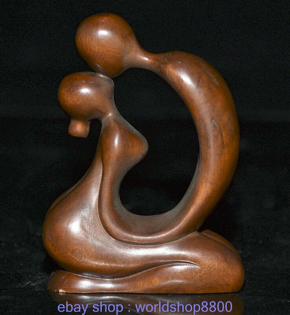 4,4"China Buchsbaum-Handarbeit Feng Shui abstrakte Frauen-Mann-Liebes-Skulptur