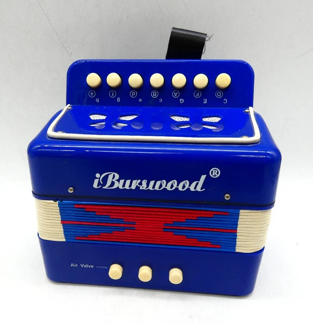iBurswood Small Blue Accordion Tested & Working Retro Sound Musical Instrument