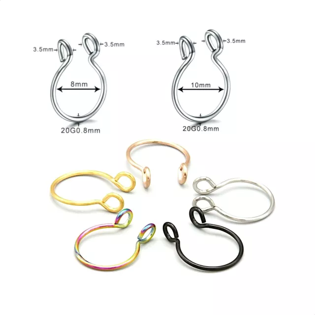 Fake Clip On Nose Septum U Ring Hoop Stud Hanger Non Piercing Body Jewellery