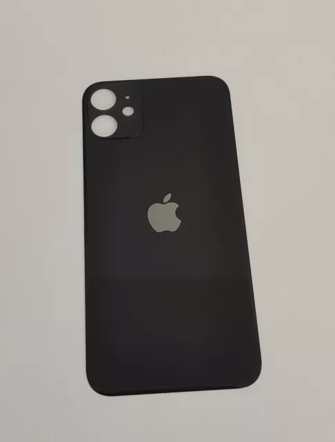 VITRE ARRIÈRE IPHONE 11 NOIR Big hole/ Avec LOGO + Adhésif