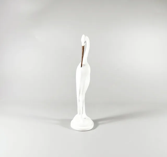 Mid-Century Modern Crane Bird, Handpainted Porcelain Figurine ! (J009) 3