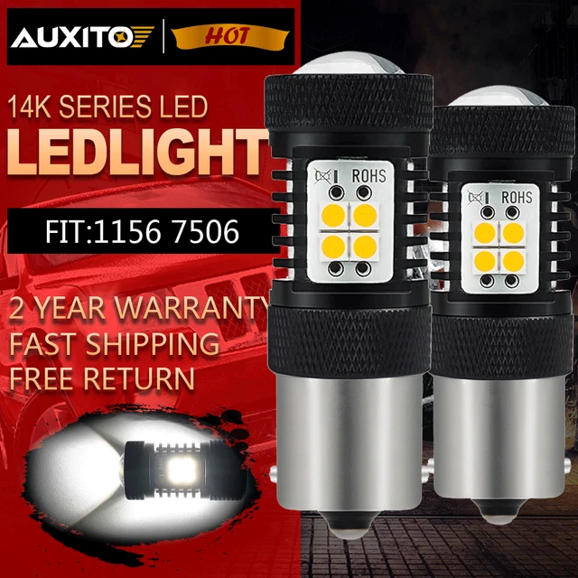 7506 1156 White Projector LED Bulbs Tail Signal Reverse Backup Light  P21w BA15s