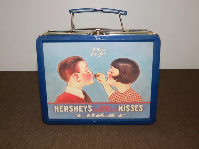 Vintage Kitchen 7 3/4" Wide Tin Can Lunchbox  *Empty* Hershey's Kisses Chocolate