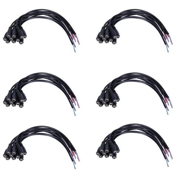60Pcs 12V DC  Plug Female Jack Plug Connector Cable 5.5X2.1mm with Cord CablS5F9