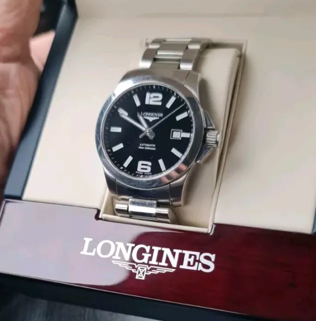 longines L37774586 conquest automatic 41mm acciaio quadrante nero