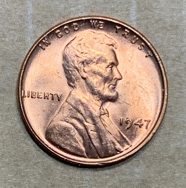 (BU Red Gem) 1947 Lincoln Wheat Penny Cent  Ch Superb Looking Coin