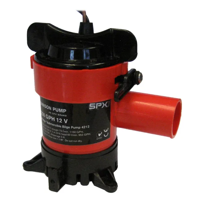 SPX Johnson Pump 42123 1250 Gph Cartridge Bilge 12V 1 1/8 Inch Connection