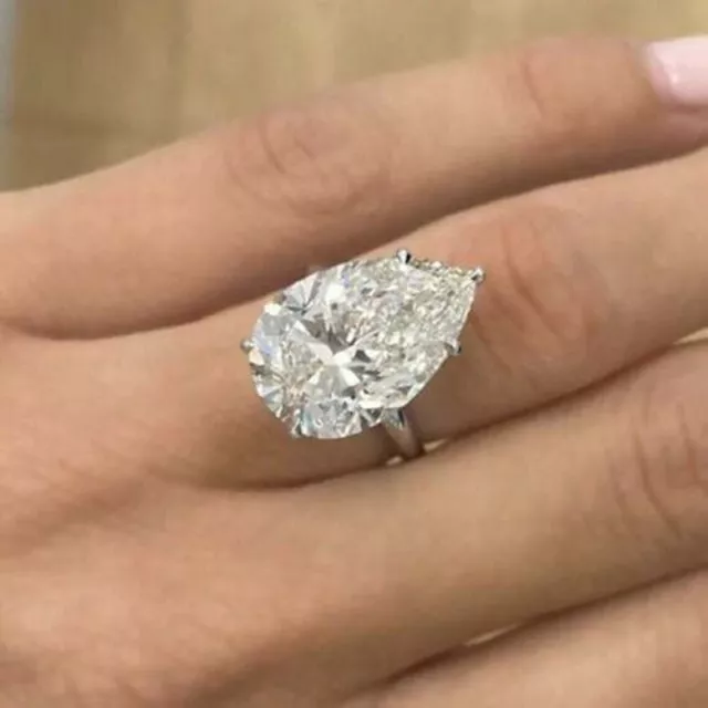 3.55 Ct Certified Pear Cut Diamond Solitaire Ring In 925 Silver, Great Shine 3.55 Ct Certified Pear Cut Diamond Solitaire Ring In 925 Silver, Great Shine