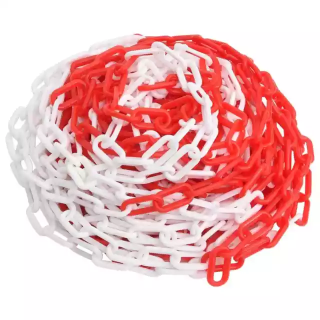vidaXL Warning Chain Red and White 30 m 脴8 mm Plastic NDE