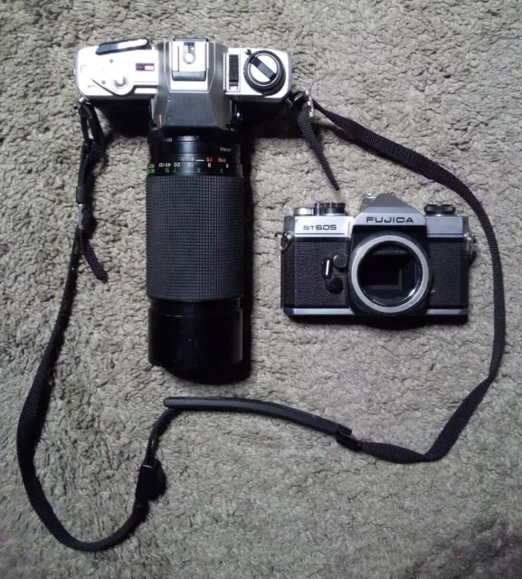 Vintage Camera (s) & Lens Lot | Minolta - Fujica - Vivitar | w/ Sling Rare