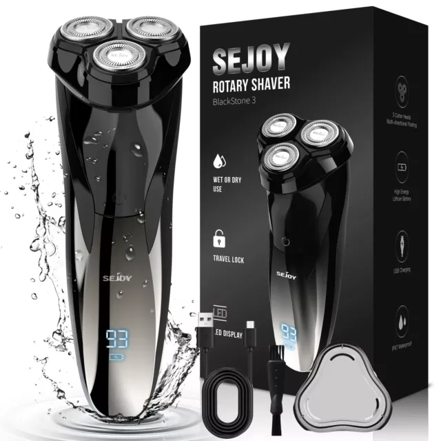 SEJOY Rasoir Electrique Pour Homme Rechargeable Tondeuse à Barbe Humide et Sec