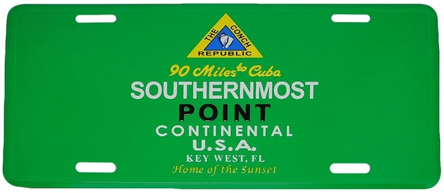 Conch Republic 90 Miles To Cuba Southernmost Point Green 6"x12" License Plate