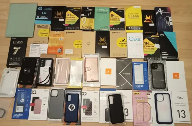 Job Lot 40 Mobile Phone Cases / Screen protectors for iPhone, Samsung