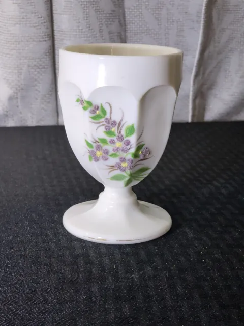 Westmoreland Milk Glass Hand Painted Purple Violets Compote