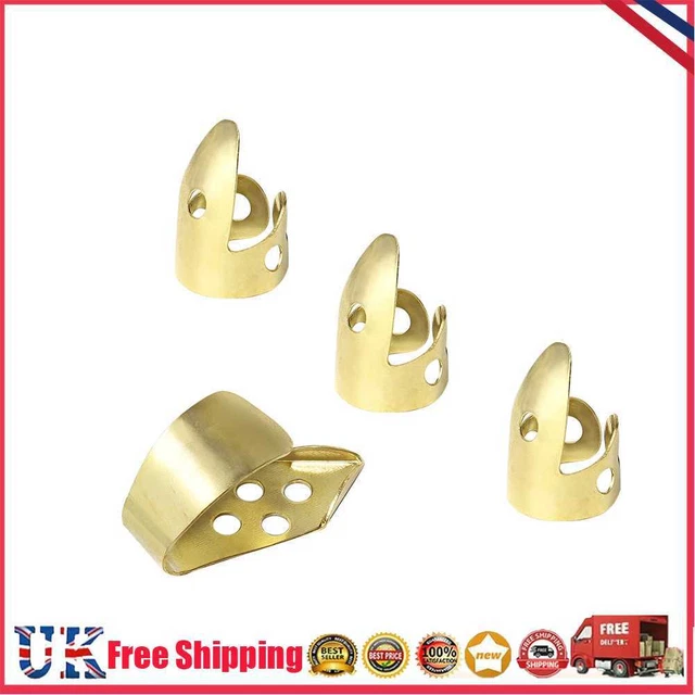 Adjustable 3 Finger Picks + 1 Thumb Pick Acoustic Guitar Banjo Pick (Gold) *Z