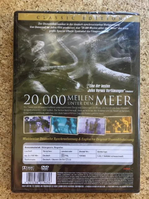 20000 Meilen unter dem Meer, DVD, Jules Vernes, Kapitän Nemo, Nautilus, NEU&OVP 2