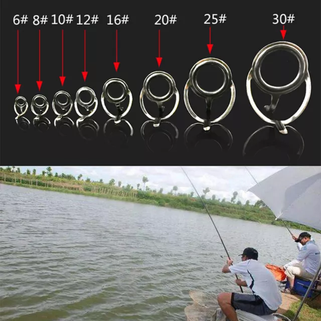 8X Repair Kit Fishing Rod Guides Tips Line Rings For Making Building RepaiAGA DR 2