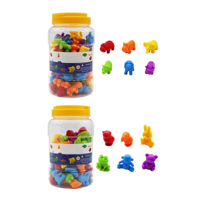 60 Pieces Animal Toys, Color Sorting Toys, Interactive Animals for Early