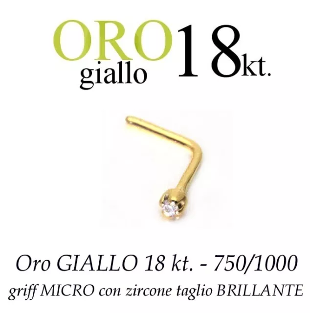 Piercing De Nariz Oro Amarillo 18kt.a Griff Micro Circonita Yellow Gold