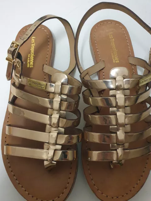 Sandales Tongs Les Tropeziennes - Tout Cuir, Rubans à Pois - Taille 40 - Occasion TBE
