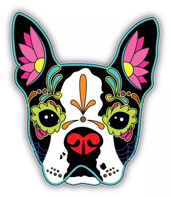 Dog Sugar Skull Day Of The Dead Vinyl Sticker Decal