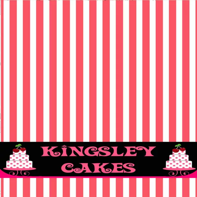 Edible Icing Background Sheet White Pinky Red Striped Pattern Topper  Ice18